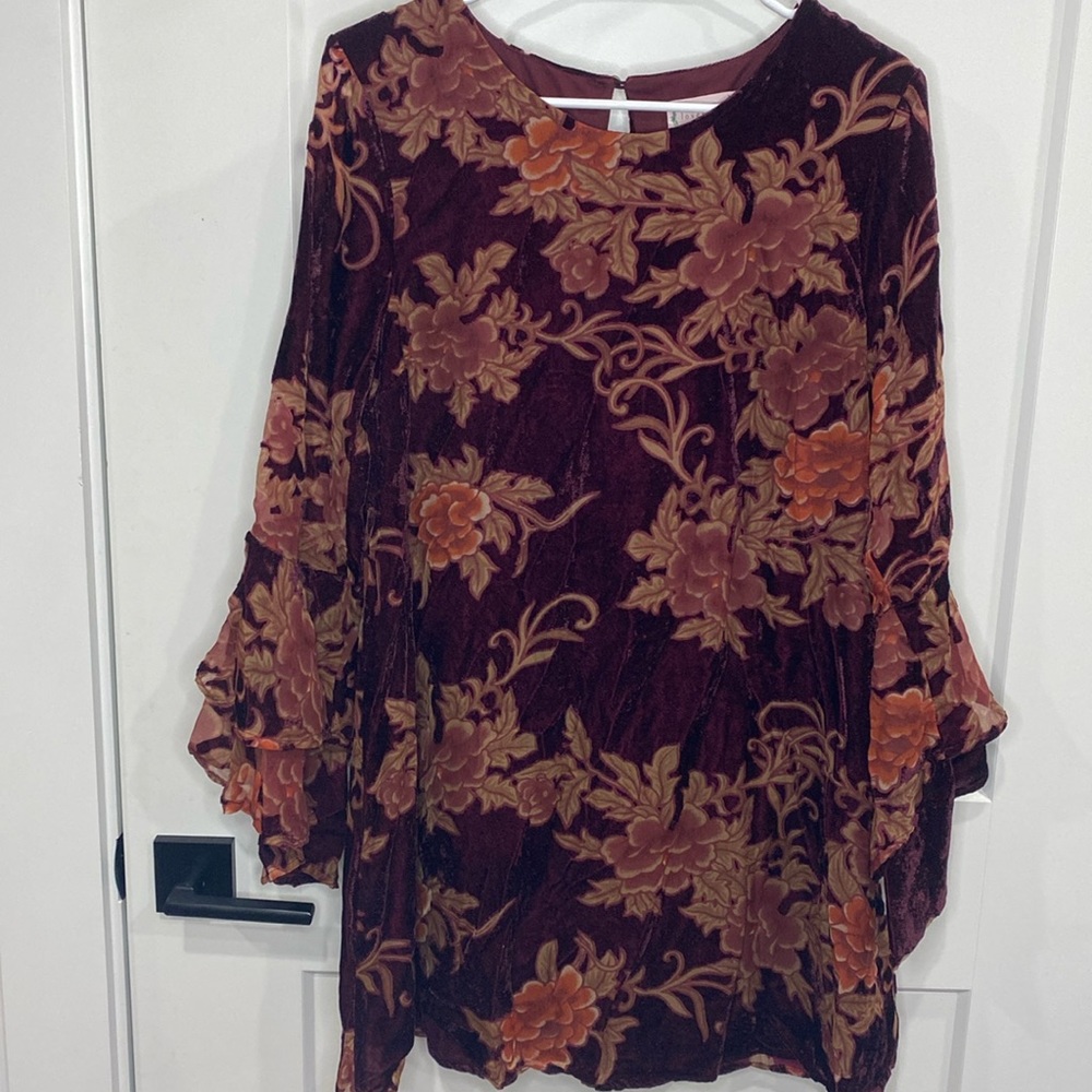 Loveriche Ladies Multi-Color Floral Lightweight
Velvet / Sheer Dress size L